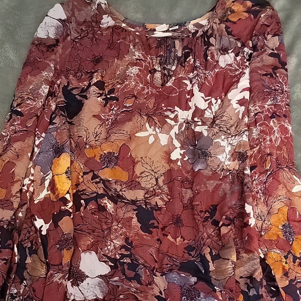 Abstract Burgundy Blouse Brown Red